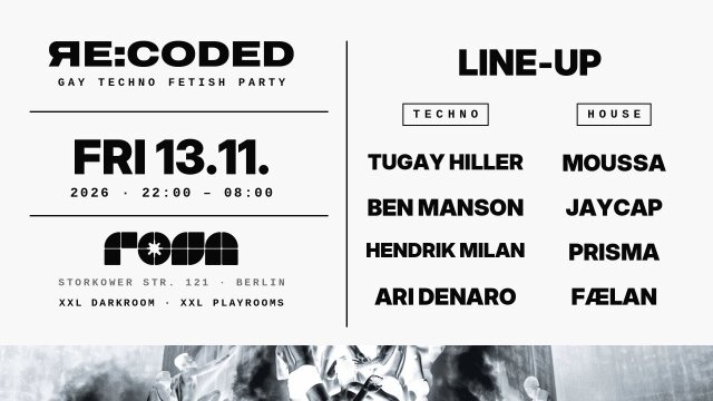 RE:CODED – Gay Fetish Party · XXL Darkroom · Techno & House