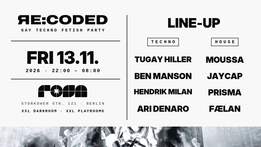 RE:CODED – Gay Fetish Party · XXL Darkroom · Techno & House