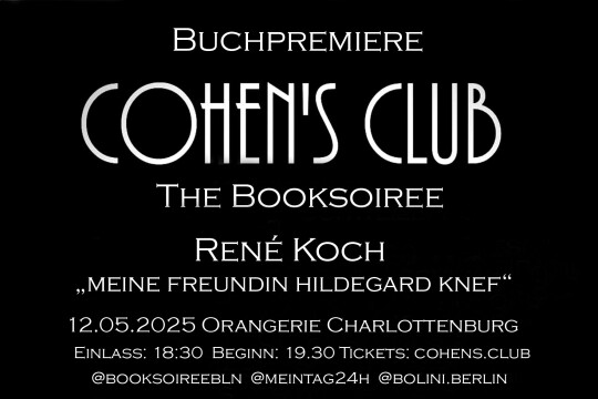 Cohen’s Club – The Booksoiree präsentiert René Koch mit „Meine Freundin Hildegard Knef“