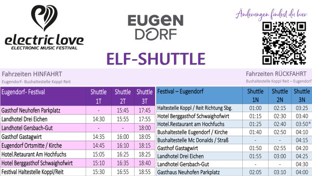 Eugendorfer ELF-Shuttle RÜCKFAHRT Shuttle 2N / 12.7.2026