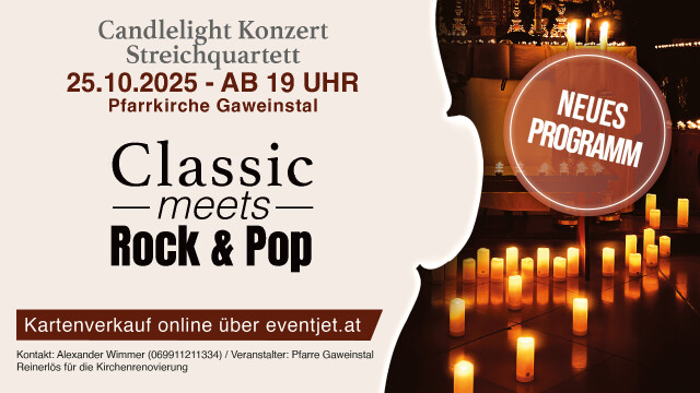 Candlelight-Konzert Gaweinstal – Classic meets Rock & Pop